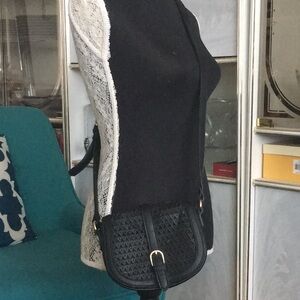 Chic Black Crossbody Bag with Gold Accents